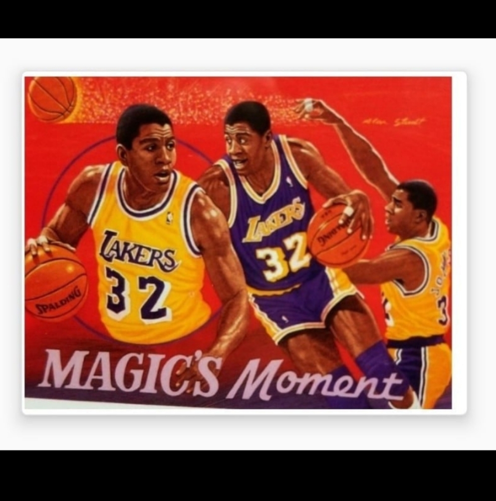 NEW! MAGIC JOHNSON LAKERS 8.5x11 ULTRA GLOSSY SELF CREATED OLD SCHOOL🏀POSTER!✨